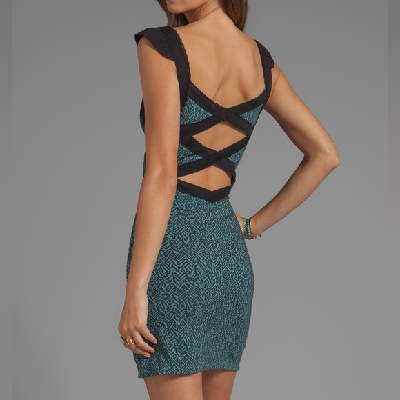 Free People Pacific Blue Cross My Heart Open Back Mini Dress - Picture 1 of 10